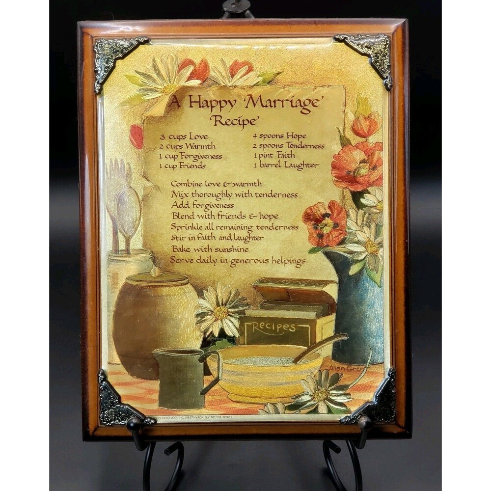 Vintage 1985 Scafa Alan Grant "A Happy Marriage Recipe" Foil Art Wall Plaque!!!!
